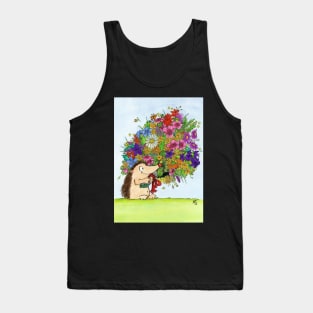 Hedgehog holding a Bouquet of flowers Tank Top